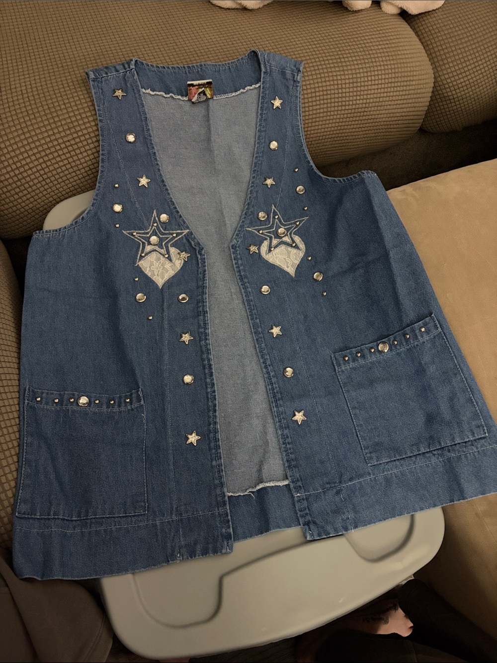 Denim Star-Embellished Vest - Blue